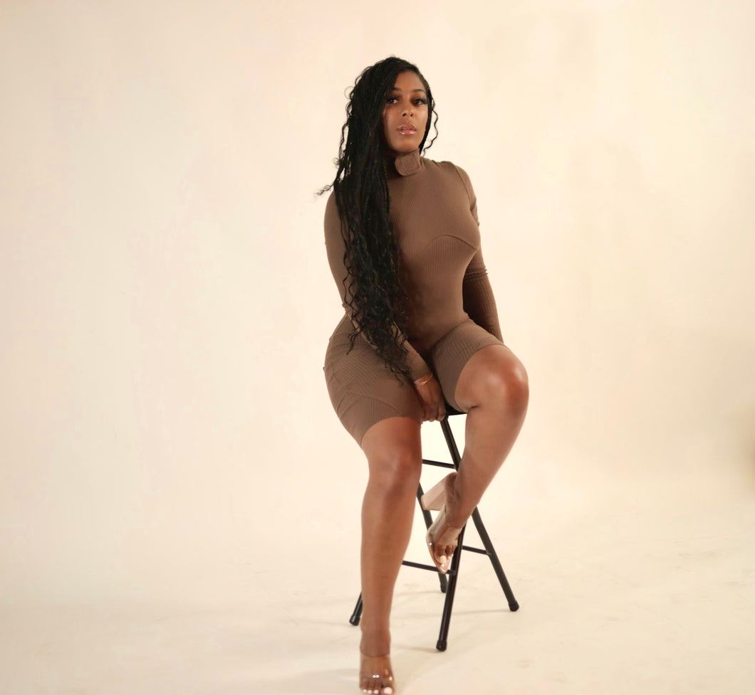 Catch Flights Romper - Mocha  - Petite