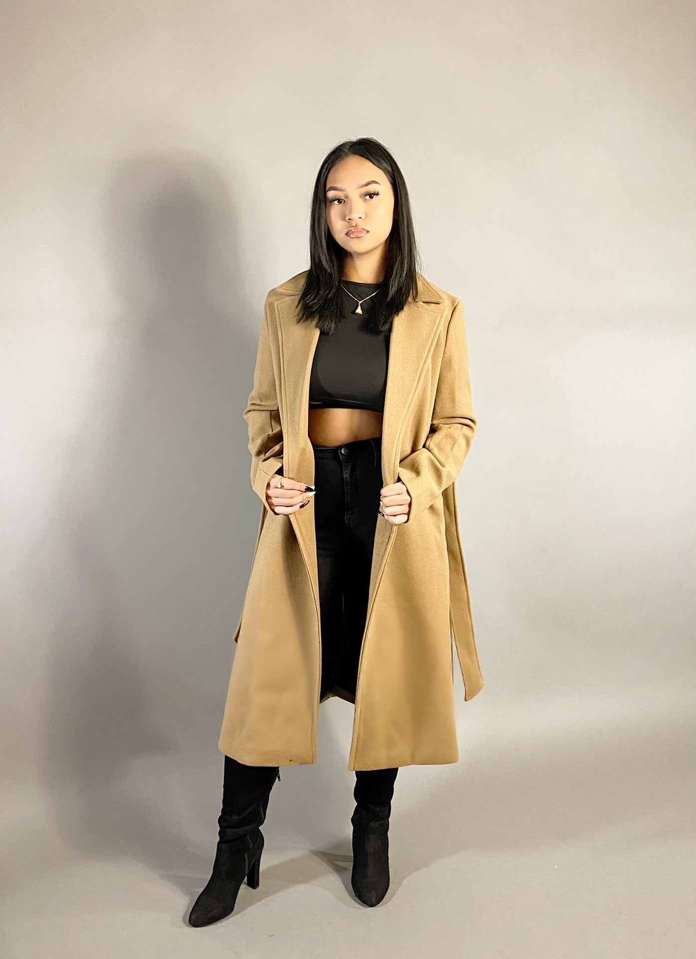 Long store tan peacoat