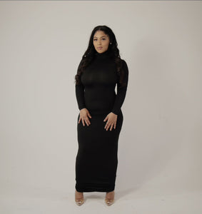 Always On Time Rolled Neck Dress - Black