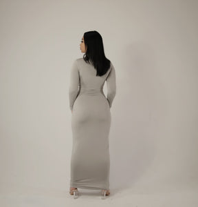 Always On Time Rolled Neck Dress - Grey