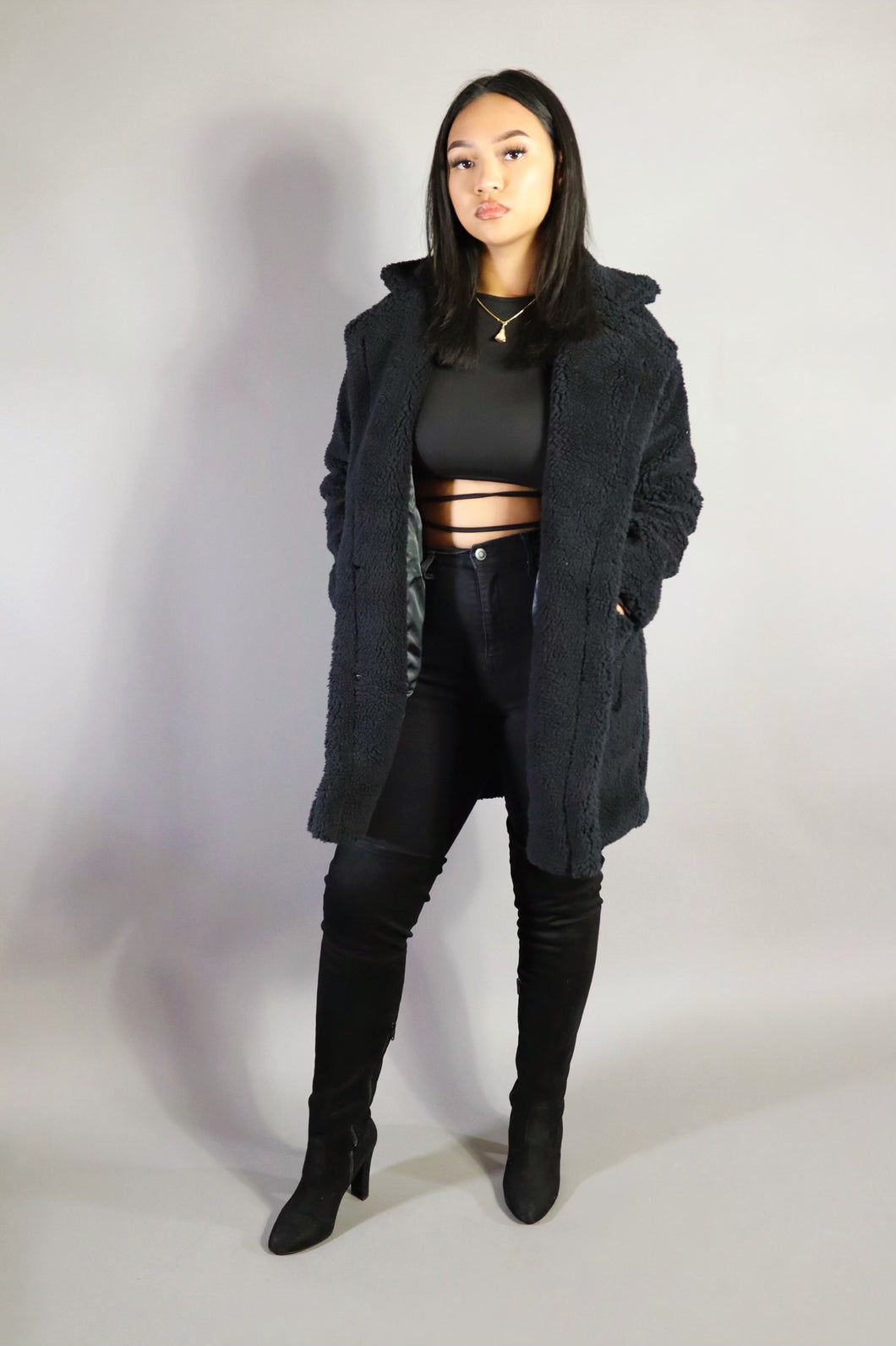 Totally Teddy Coat - Black