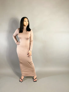 Always On Time Rolled Neck Dress - Dusty Pink