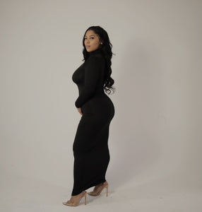 Always On Time Rolled Neck Dress - Black