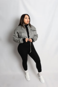Buss It Crop Jacket - Grey
