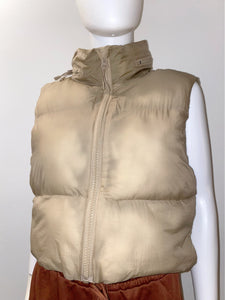 Distressed Cream Puffer Vest